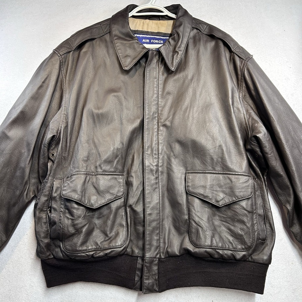 Airborne Leathers Mens A-2 Bomber Jacket Brown Leather Flight Jacket Vintage L